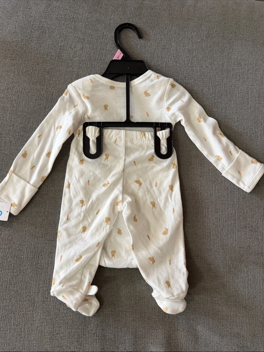 Carter's Cream Footed One-Piece with Bunny & Carrot Print
